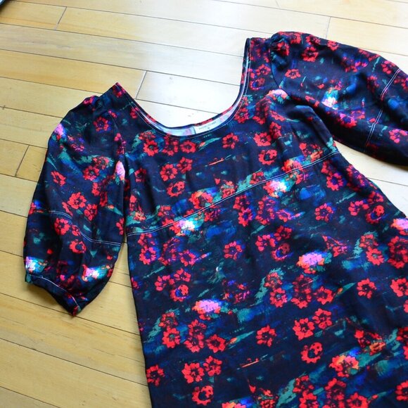 Rachel Comey x Target Maxi Dress Kodak Red Floral Puff Sleeves Size 8 - Picture 7 of 12